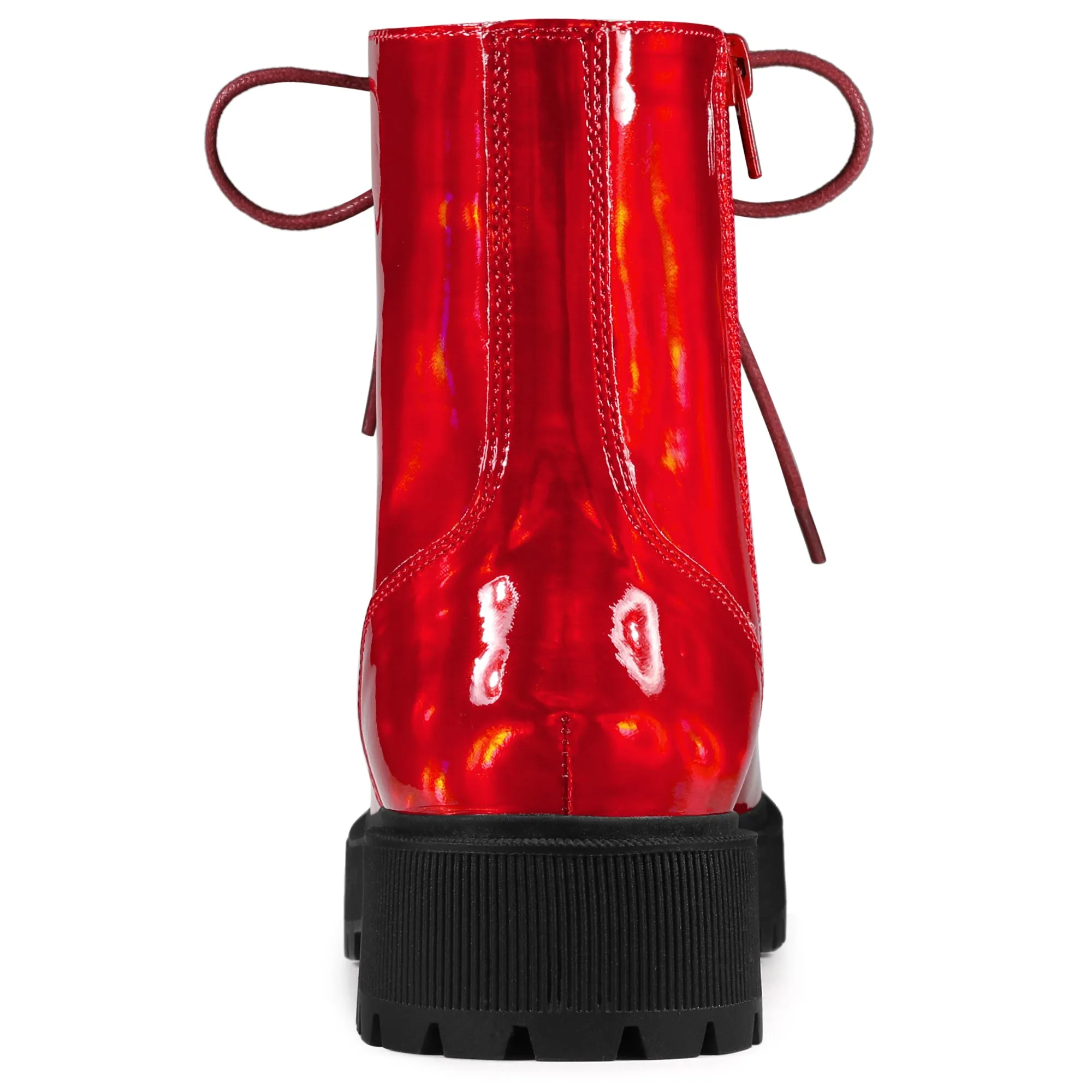 Round Toe Platform Lace Up Colorful Combat Ankle Boots