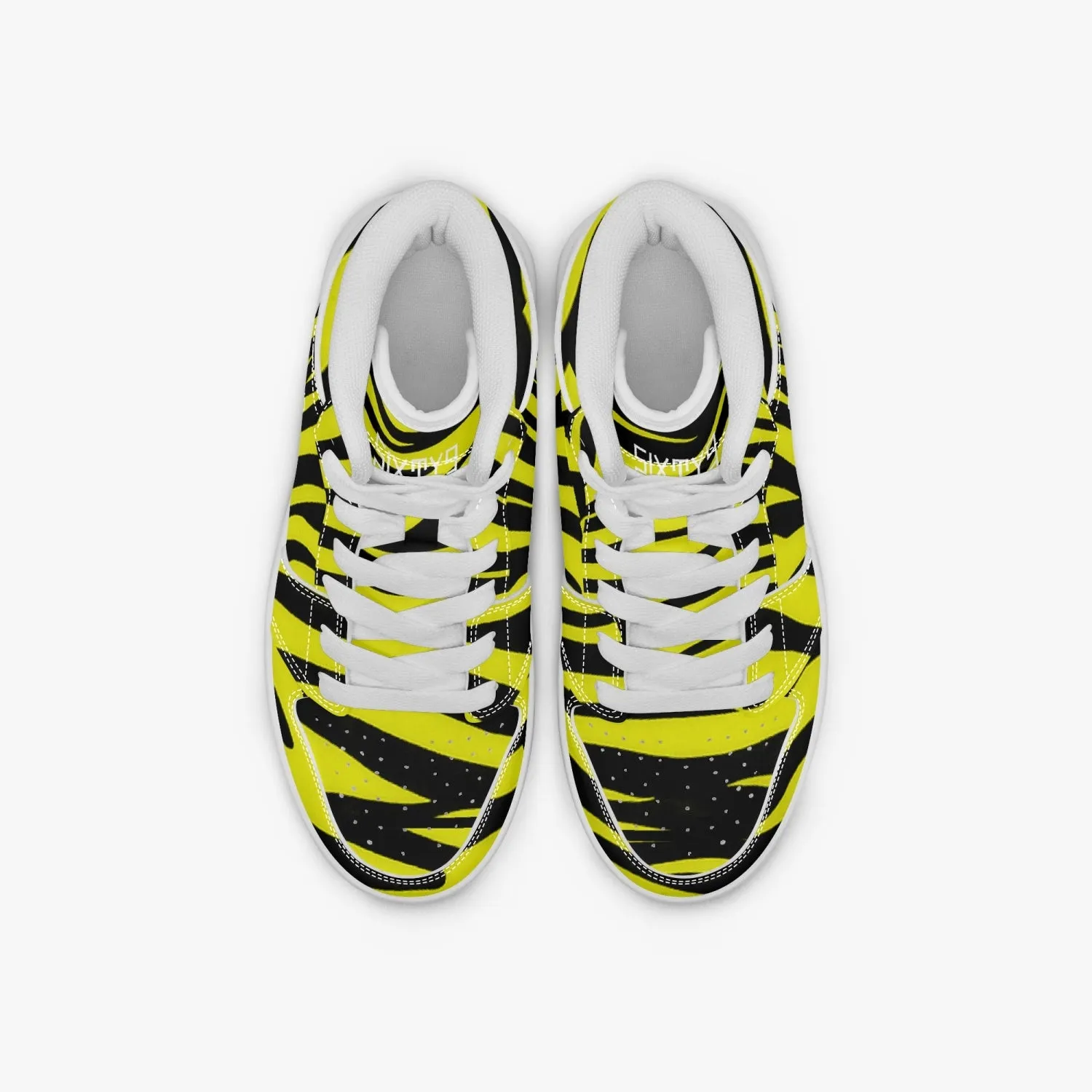 Sixty Eight 93 Logo White Zebra Black Lemonade Kids High-Top Shoes