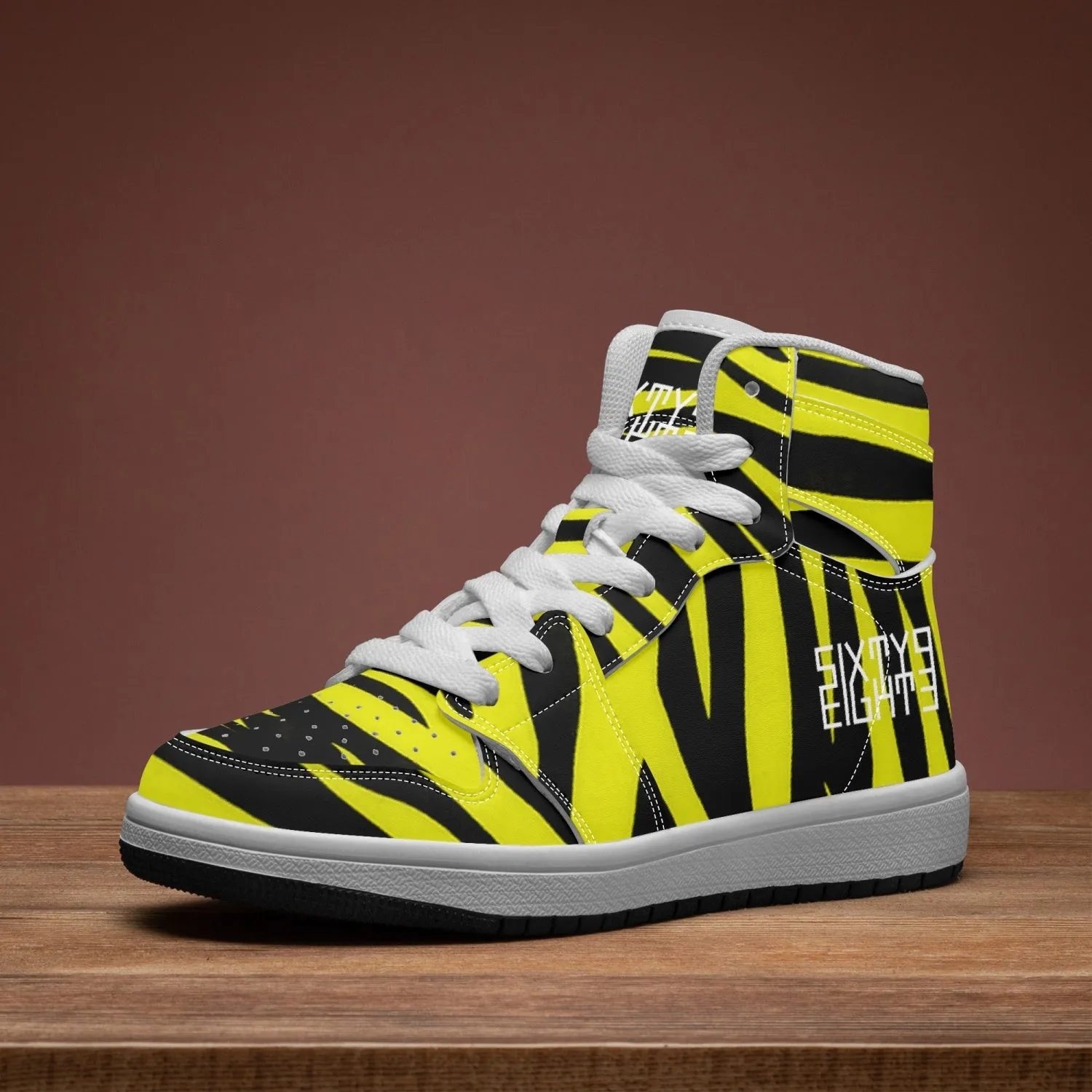 Sixty Eight 93 Logo White Zebra Black Lemonade Kids High-Top Shoes