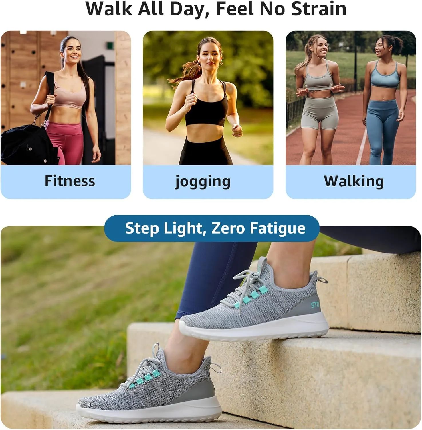 STQ Womens Slip On Sneakers Tennis Walking Orthopedic Shoes Breathable Athletic Gym Workout Cross Training Sneakers