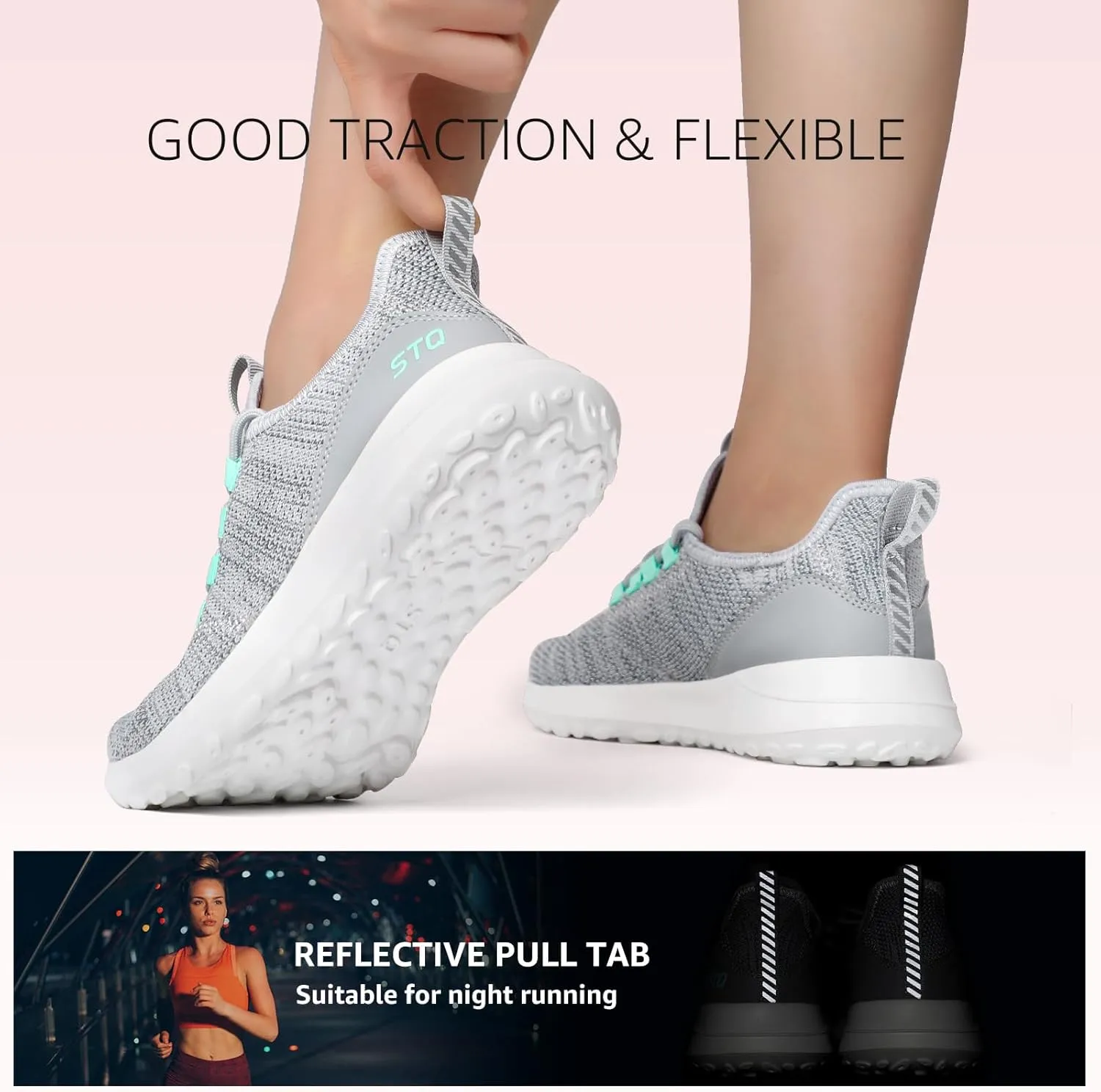 STQ Womens Slip On Sneakers Tennis Walking Orthopedic Shoes Breathable Athletic Gym Workout Cross Training Sneakers