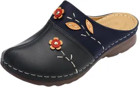 Summer Wedge Orthopedic Sandals for Women Flower Platform Slip-On Slippers Comfort Work Clogs Slip on Loafers Wide Fit Mules Antil Slip Beach Shoes Arch Support Shoes