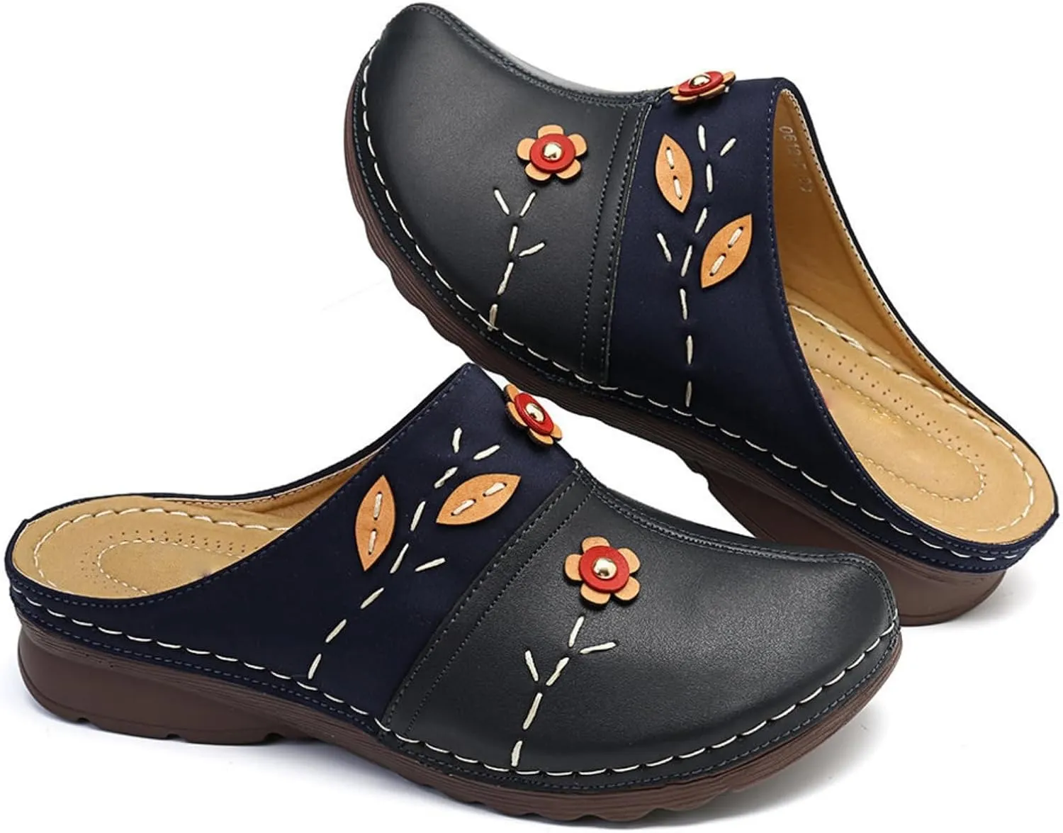 Summer Wedge Orthopedic Sandals for Women Flower Platform Slip-On Slippers Comfort Work Clogs Slip on Loafers Wide Fit Mules Antil Slip Beach Shoes Arch Support Shoes