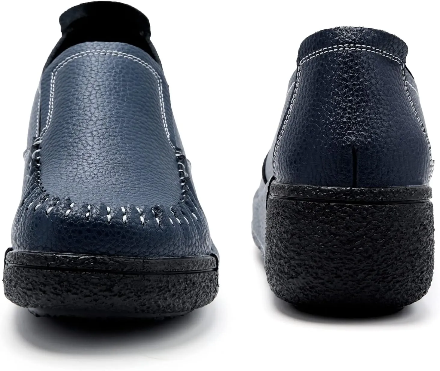 UZB Women's Slip On Loafer Leather Comfort Casual Platform Shoes