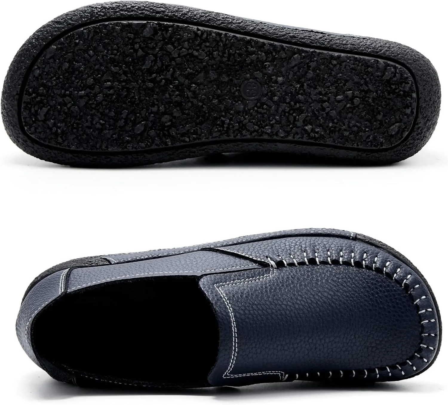 UZB Women's Slip On Loafer Leather Comfort Casual Platform Shoes