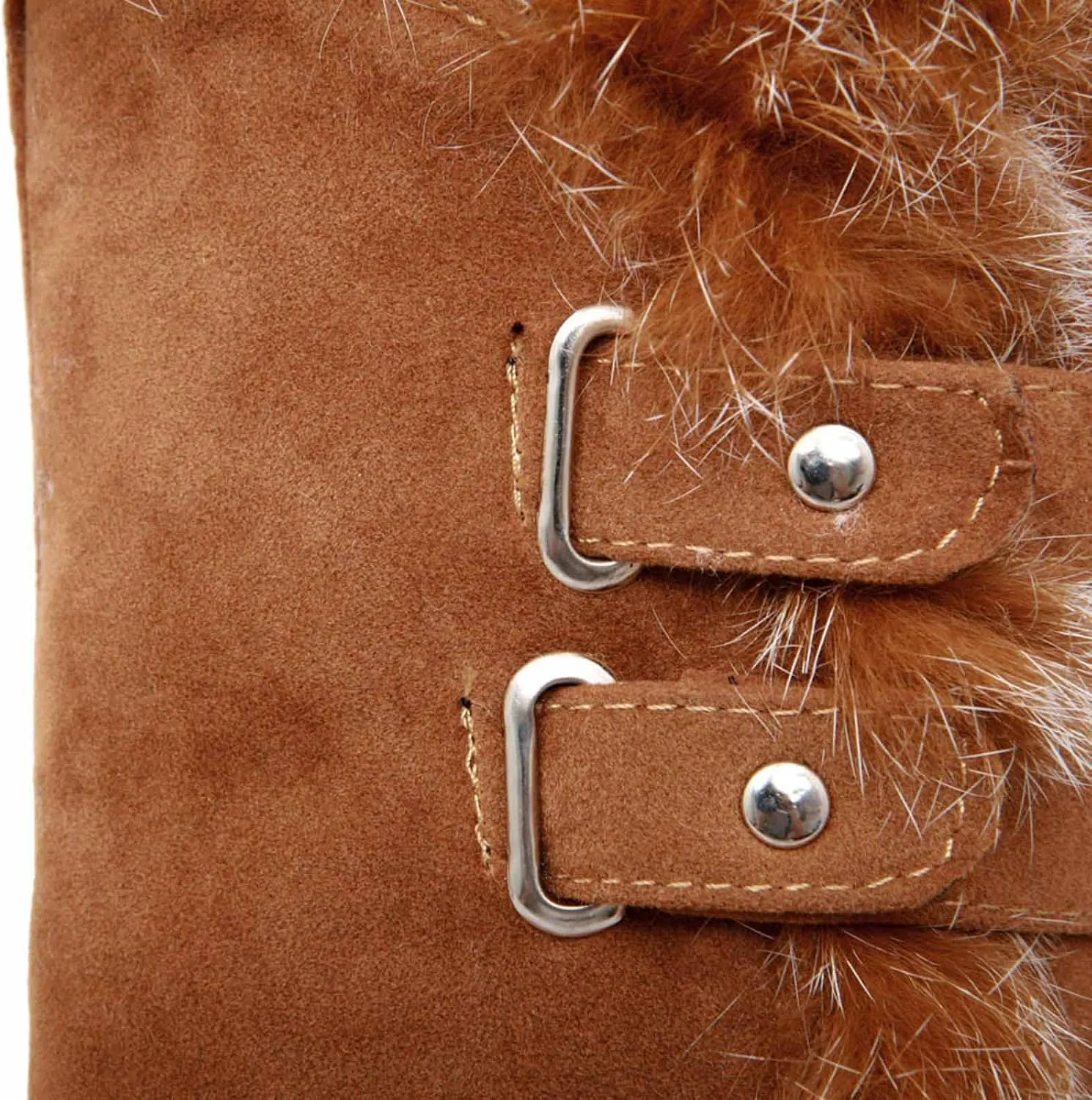 White Cowgirl Boots Comfortable Velvet Wedge Boots Round Toe Suede Lug Sole Thigh High Boots Mid-Calf Boots