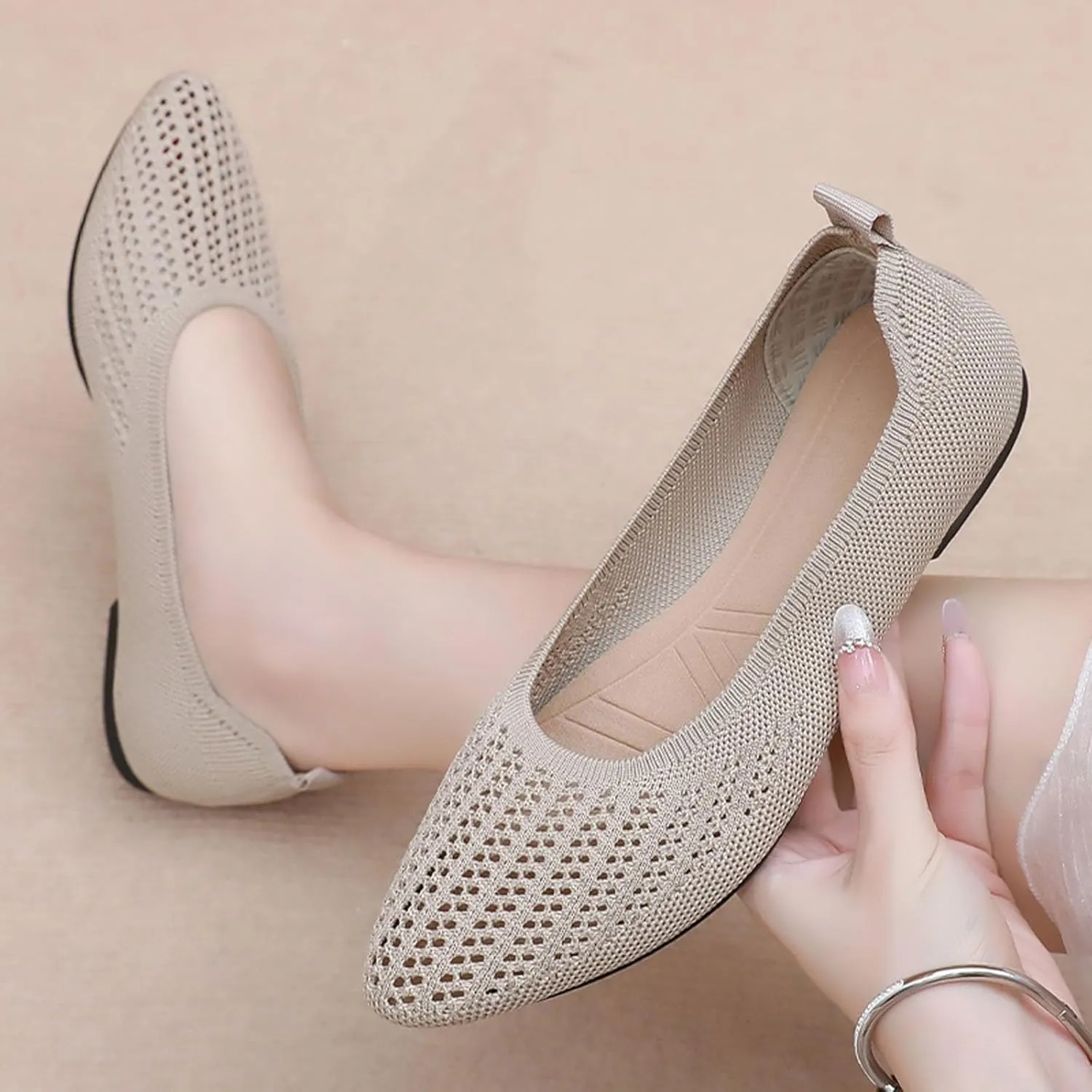 Women's Casual Slip On Ballet Comfortable Round Toe Walking Shoes for Everyday Wear with Soft Sole