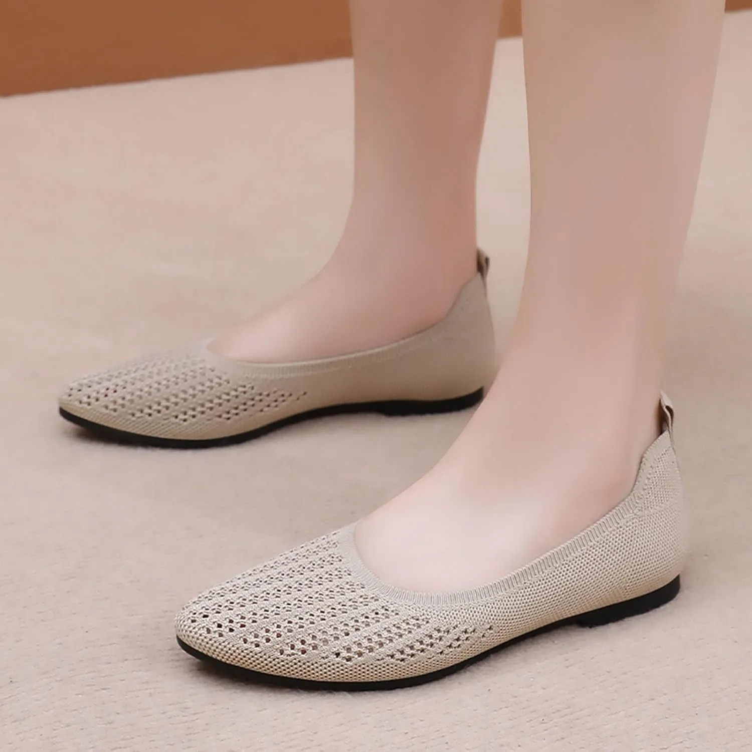 Women's Casual Slip On Ballet Comfortable Round Toe Walking Shoes for Everyday Wear with Soft Sole
