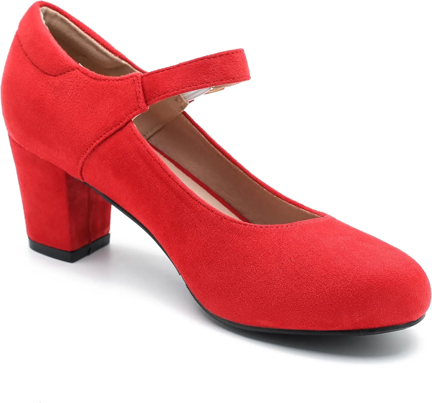 Women's Mary Jane Shoes Low Block Heel Ankle Strap Closed Round Toe Pumps Dress Wedding Office Work Church Shoes