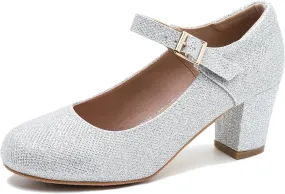 Women's Mary Jane Shoes Low Block Heel Ankle Strap Closed Round Toe Pumps Dress Wedding Office Work Church Shoes