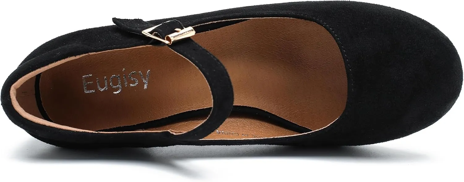 Women's Mary Jane Shoes Low Block Heel Ankle Strap Closed Round Toe Pumps Dress Wedding Office Work Church Shoes