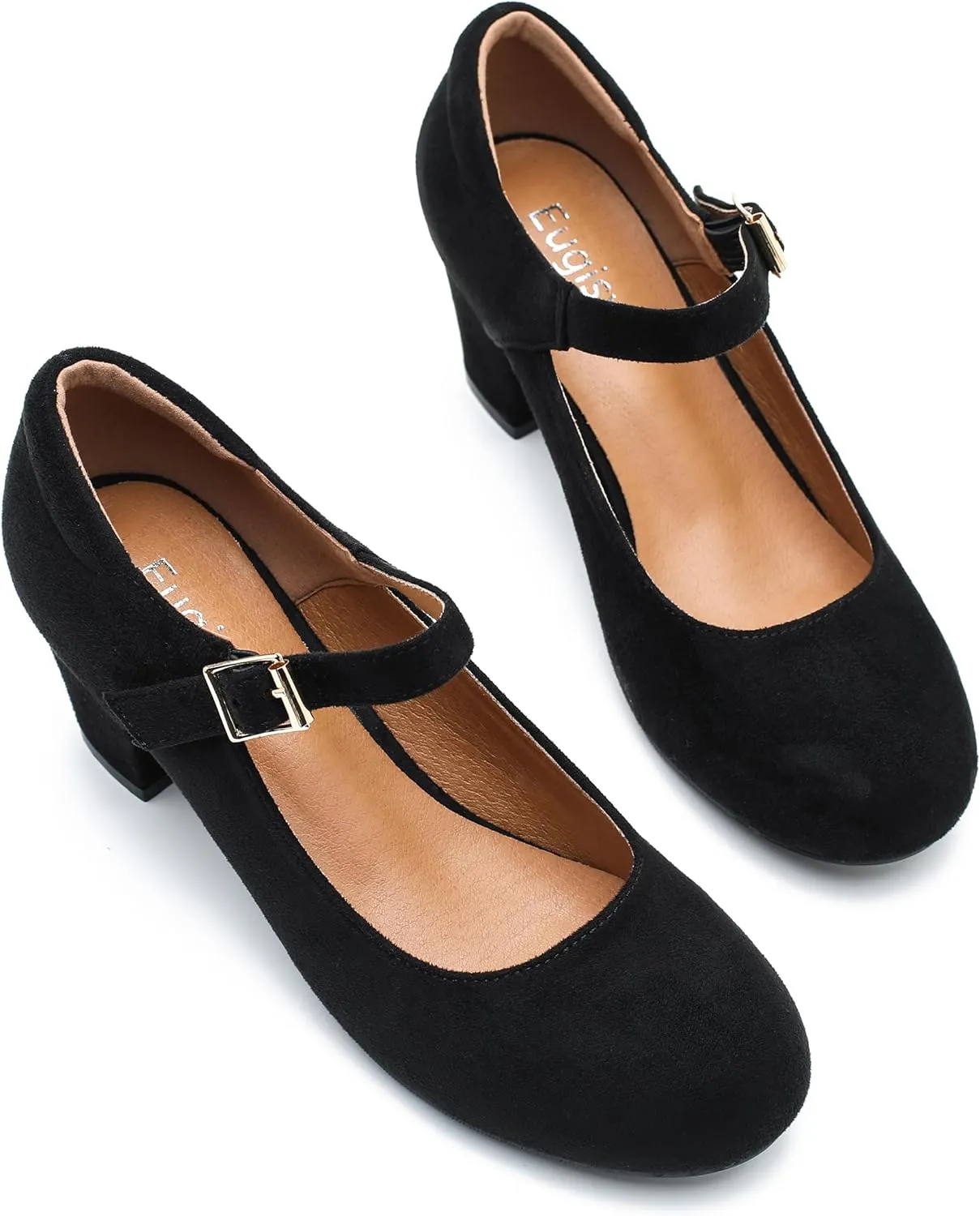 Women's Mary Jane Shoes Low Block Heel Ankle Strap Closed Round Toe Pumps Dress Wedding Office Work Church Shoes