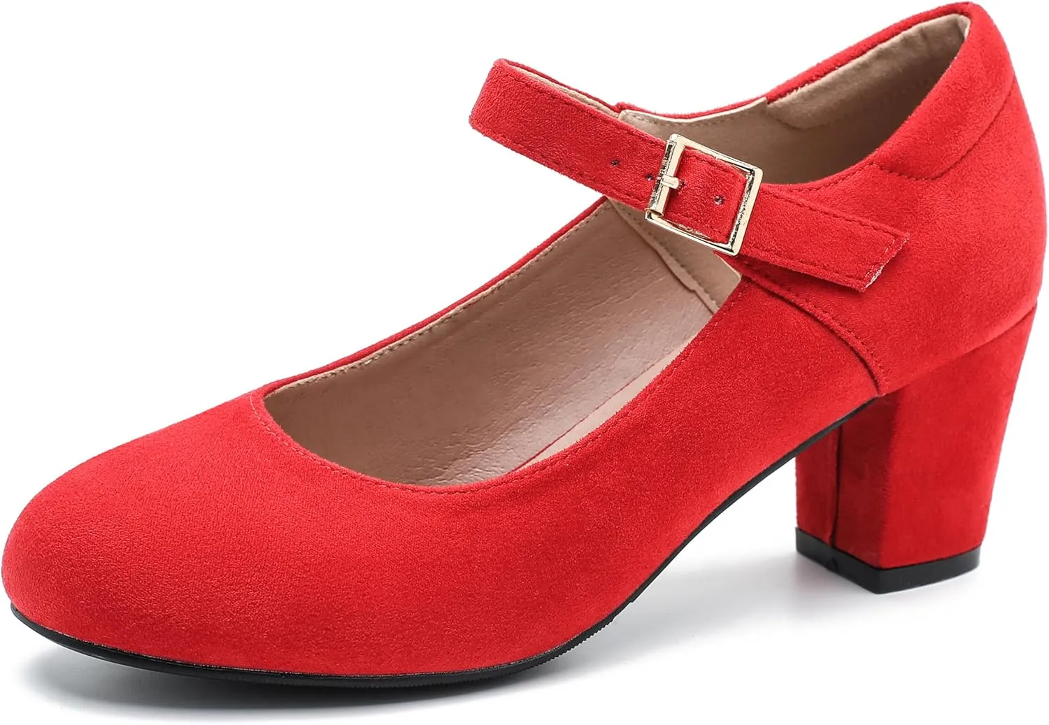 Women's Mary Jane Shoes Low Block Heel Ankle Strap Closed Round Toe Pumps Dress Wedding Office Work Church Shoes