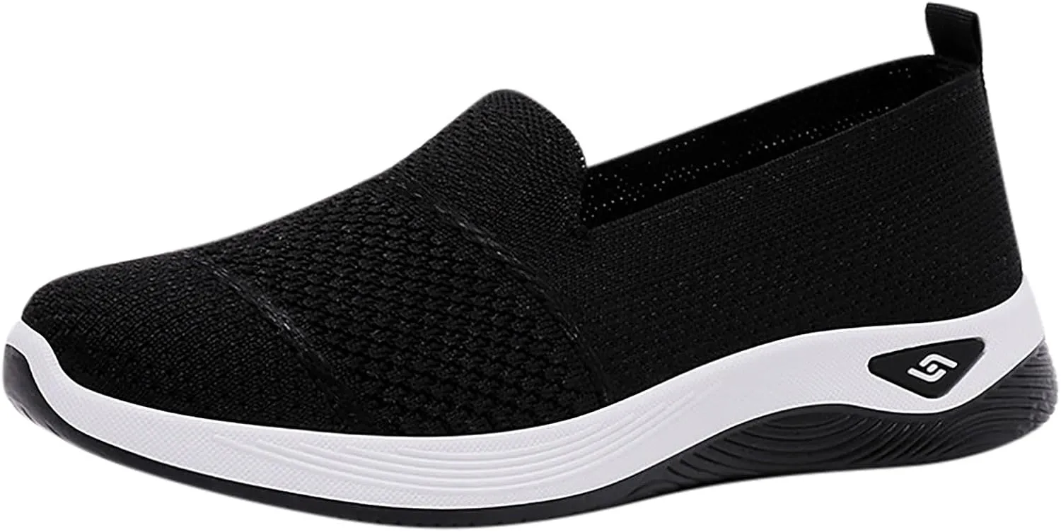 Women's Mesh Flats Shoes Breathable Slip on Shoes Casual Comfort Shoe Plus Size Trendy Shoes Walking Flats Shoe