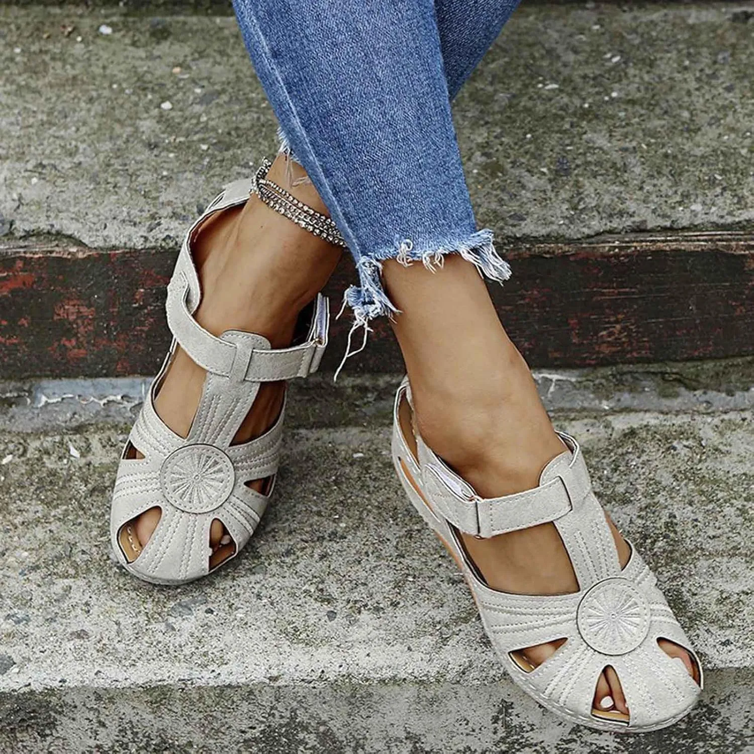 Women's Summer Wedge Sandals Comfortable Slip On Platform Beach Shoes with Arch Support for Casual Outfits and