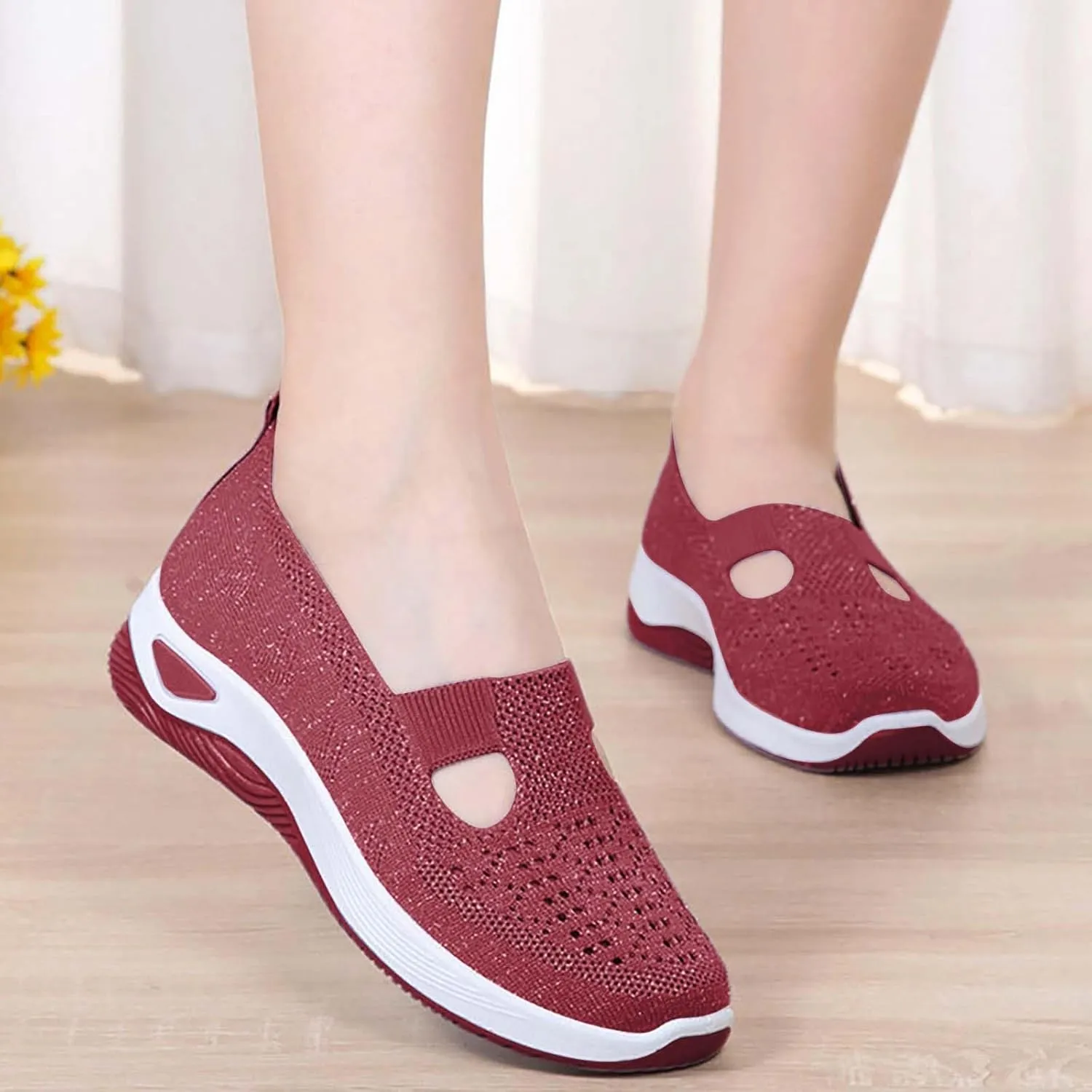 Women's Woven Orthopedic Breathable Soft Shoes Non Slip Work Shoes Women Food Service Casual Shoes Slip On Slip On Sneakers Black Tennis Shoe White Loafers