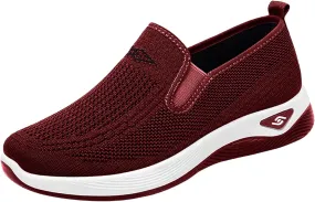 ZWRXW Women's Woven Orthopedic Shoes Diabetic Arch Support Slip On Walking Shoes Mesh Up Running Going Out Flat Sneaker Comfortable Lightweight Breathable Soft Shoe Healthy Footwear